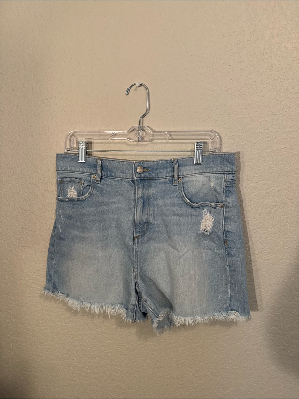 LOFT Light Wash Distressed Denim Shorts - Women